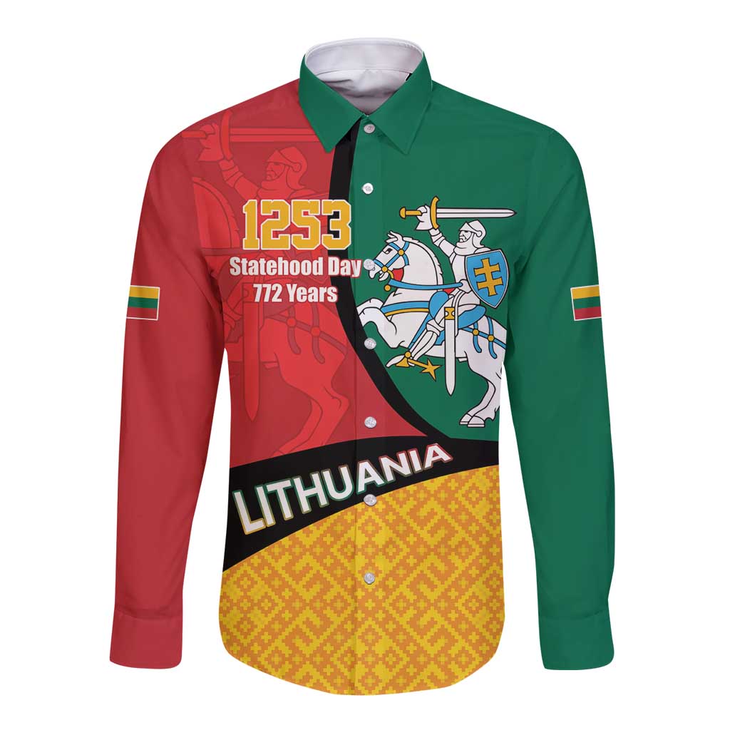 Lithuania Statehood Day July 6 Long Sleeve Button Shirt Lietuva Tevyne musu
