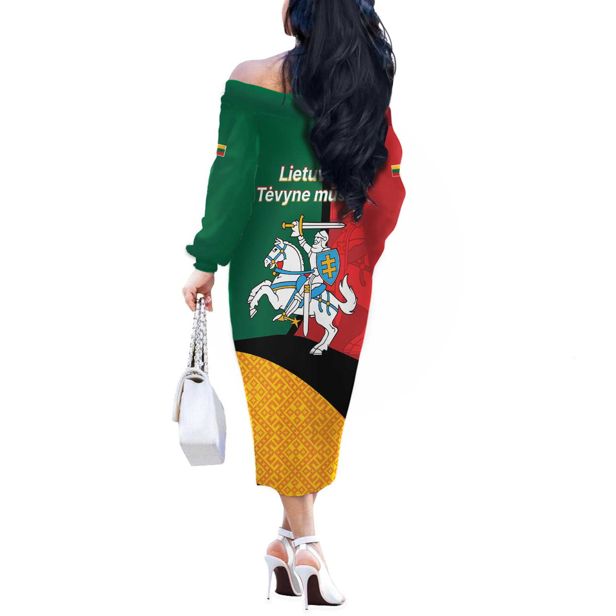Lithuania Statehood Day July 6 Off The Shoulder Long Sleeve Dress Lietuva Tevyne musu