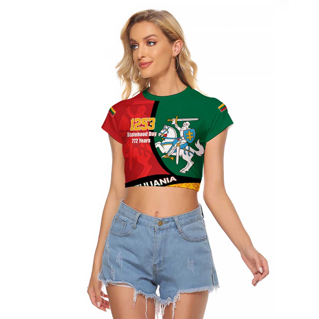 Lithuania Statehood Day July 6 Raglan Cropped T Shirt Lietuva Tevyne musu