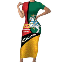 Lithuania Statehood Day July 6 Short Sleeve Bodycon Dress Lietuva Tevyne musu