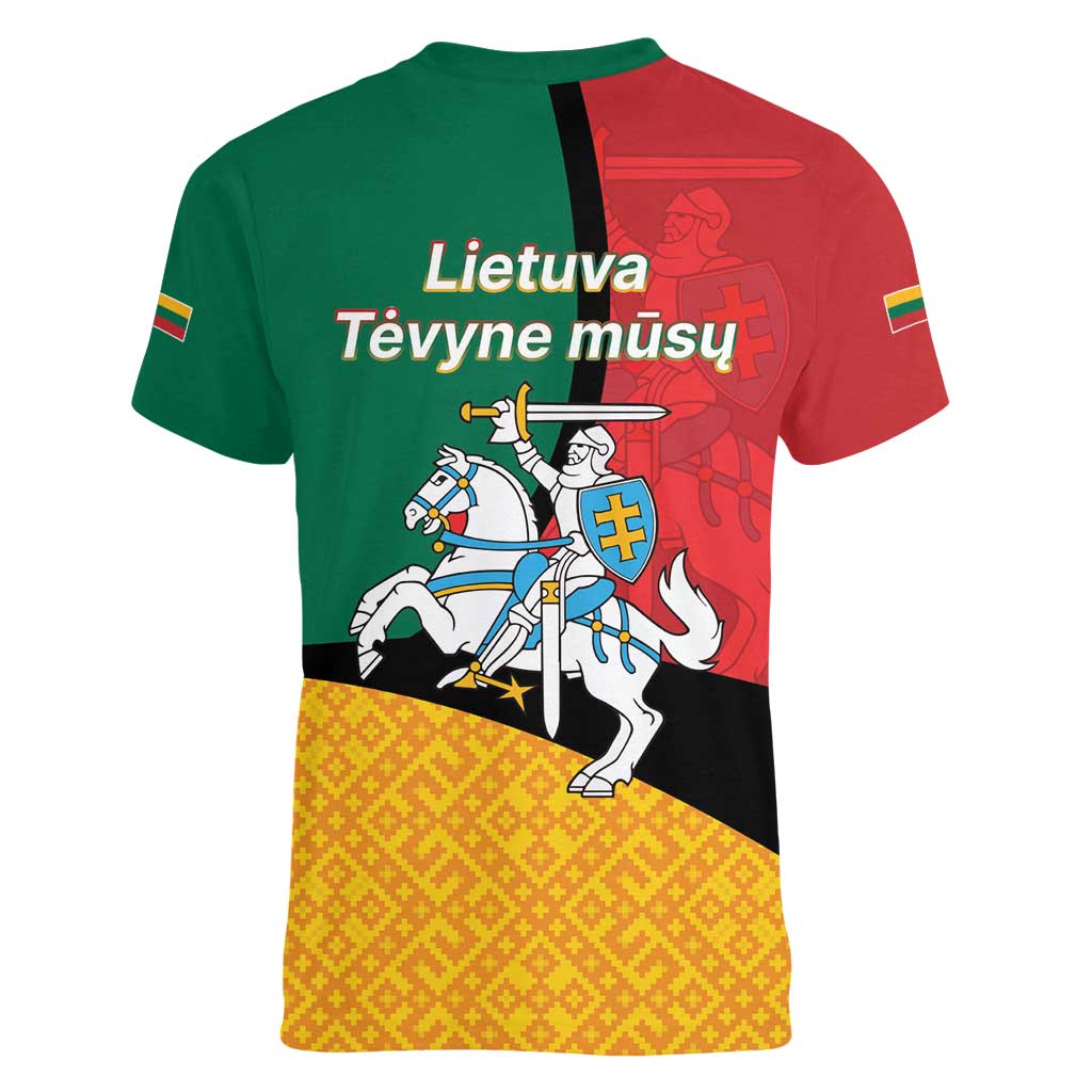 Lithuania Statehood Day July 6 Women V-Neck T-Shirt Lietuva Tevyne musu