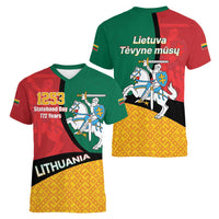 Lithuania Statehood Day July 6 Women V-Neck T-Shirt Lietuva Tevyne musu