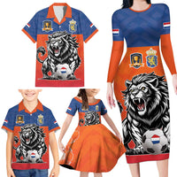 Netherlands Football Family Matching Long Sleeve Bodycon Dress and Hawaiian Shirt Oranje Lion Go Champion