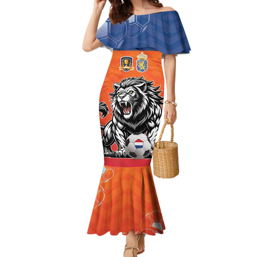 Netherlands Football Family Matching Mermaid Dress and Hawaiian Shirt Oranje Lion Go Champion