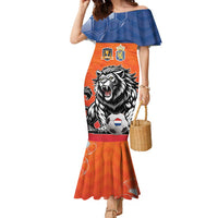 Netherlands Football Family Matching Mermaid Dress and Hawaiian Shirt Oranje Lion Go Champion