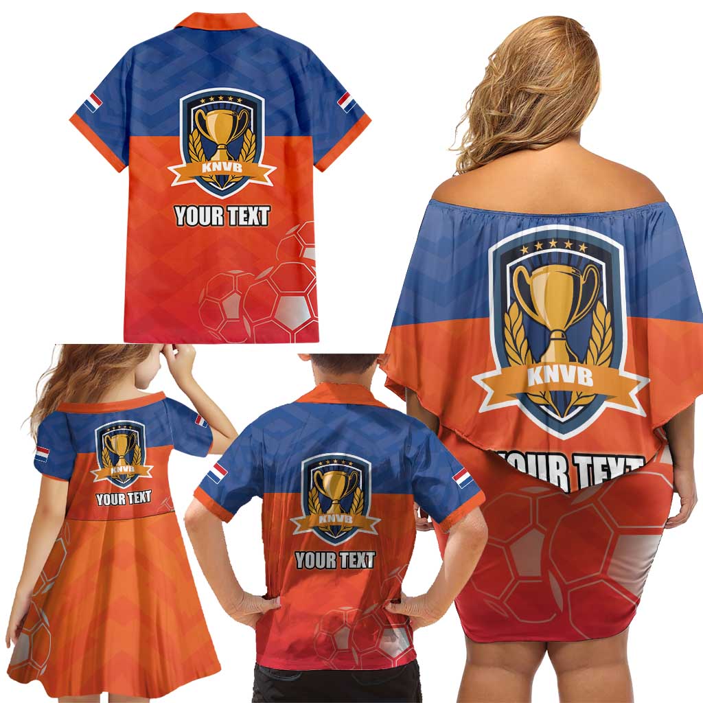 Netherlands Football Family Matching Off Shoulder Short Dress and Hawaiian Shirt Oranje Lion Go Champion