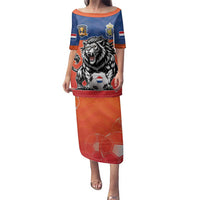 Netherlands Football Family Matching Puletasi and Hawaiian Shirt Oranje Lion Go Champion