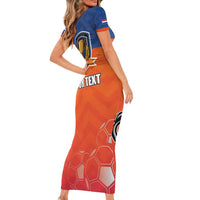 Netherlands Football Family Matching Short Sleeve Bodycon Dress and Hawaiian Shirt Oranje Lion Go Champion