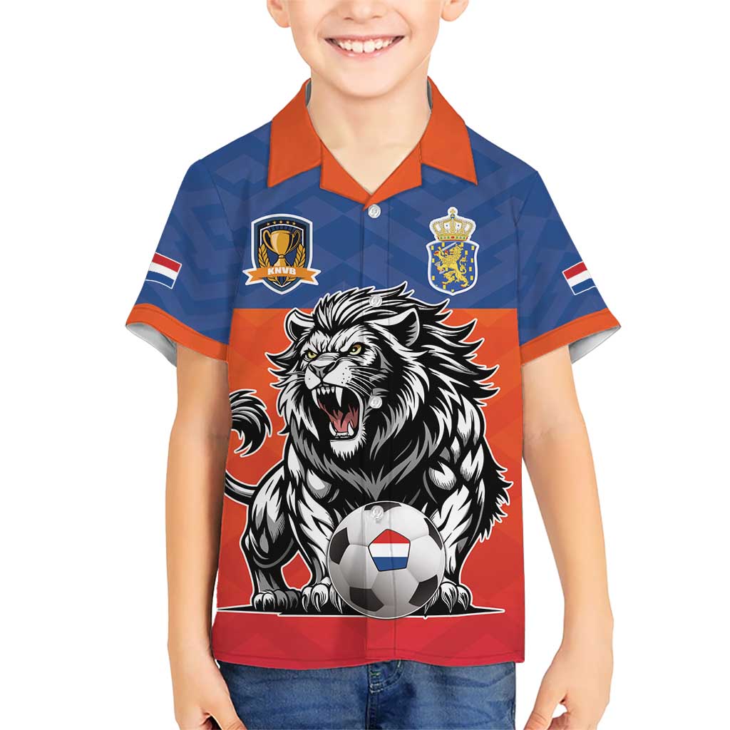 Netherlands Football Kid Hawaiian Shirt Oranje Lion Go Champion