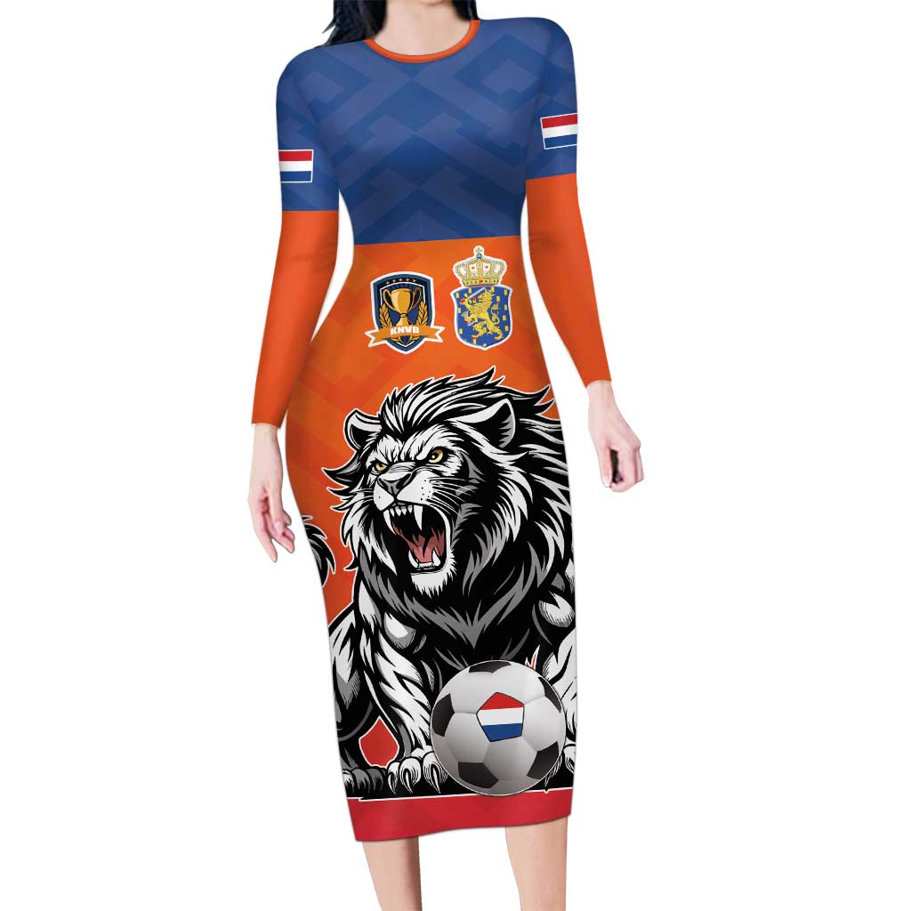 Netherlands Football Long Sleeve Bodycon Dress Oranje Lion Go Champion