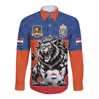 Netherlands Football Long Sleeve Button Shirt Oranje Lion Go Champion