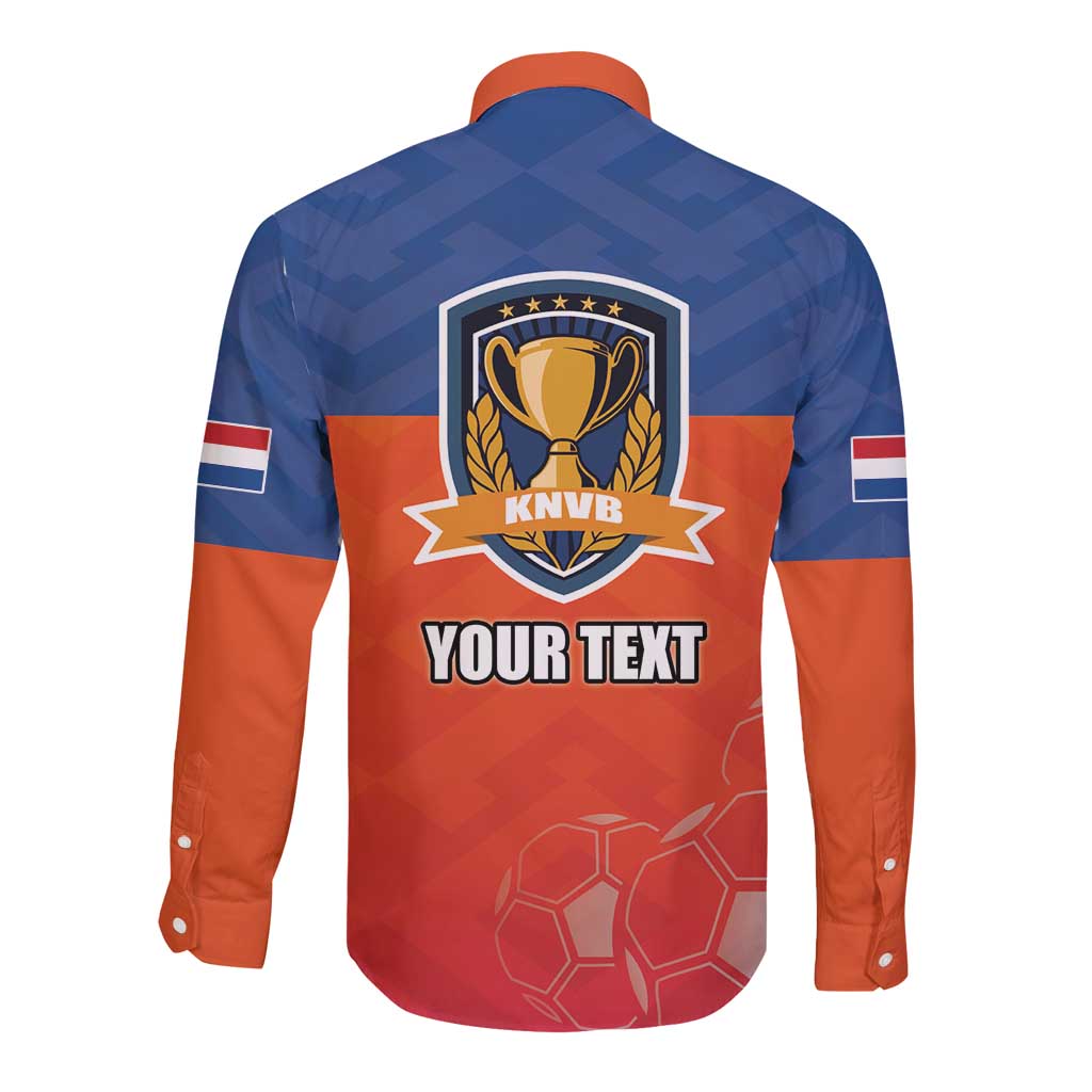 Netherlands Football Long Sleeve Button Shirt Oranje Lion Go Champion