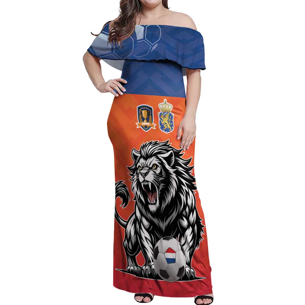 Netherlands Football Off Shoulder Maxi Dress Oranje Lion Go Champion