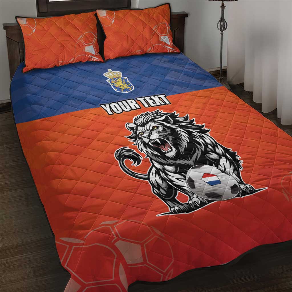 Netherlands Football Quilt Bed Set Oranje Lion Go Champion