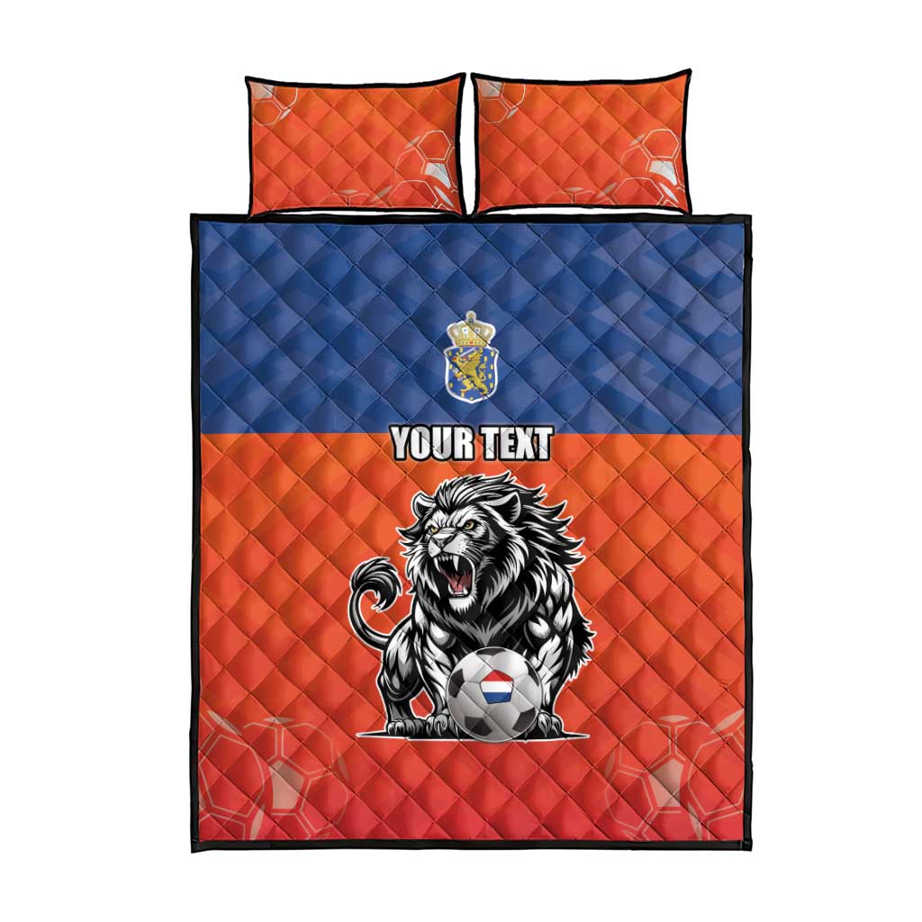 Netherlands Football Quilt Bed Set Oranje Lion Go Champion
