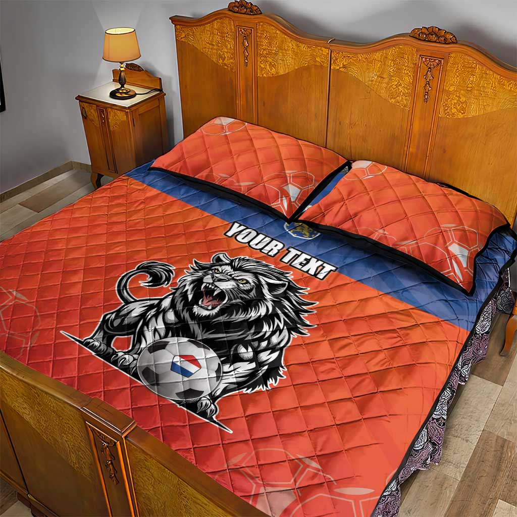 Netherlands Football Quilt Bed Set Oranje Lion Go Champion