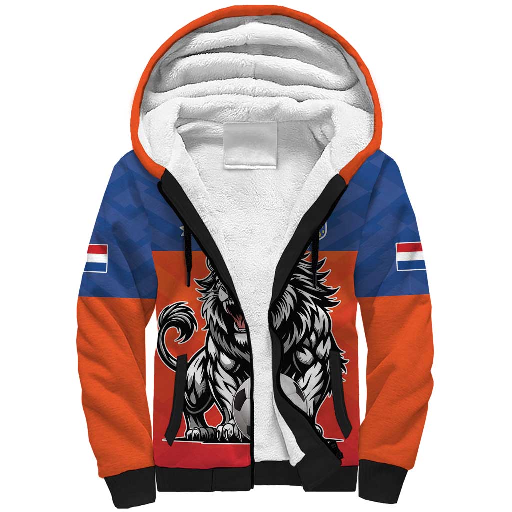 Netherlands Football Sherpa Hoodie Oranje Lion Go Champion