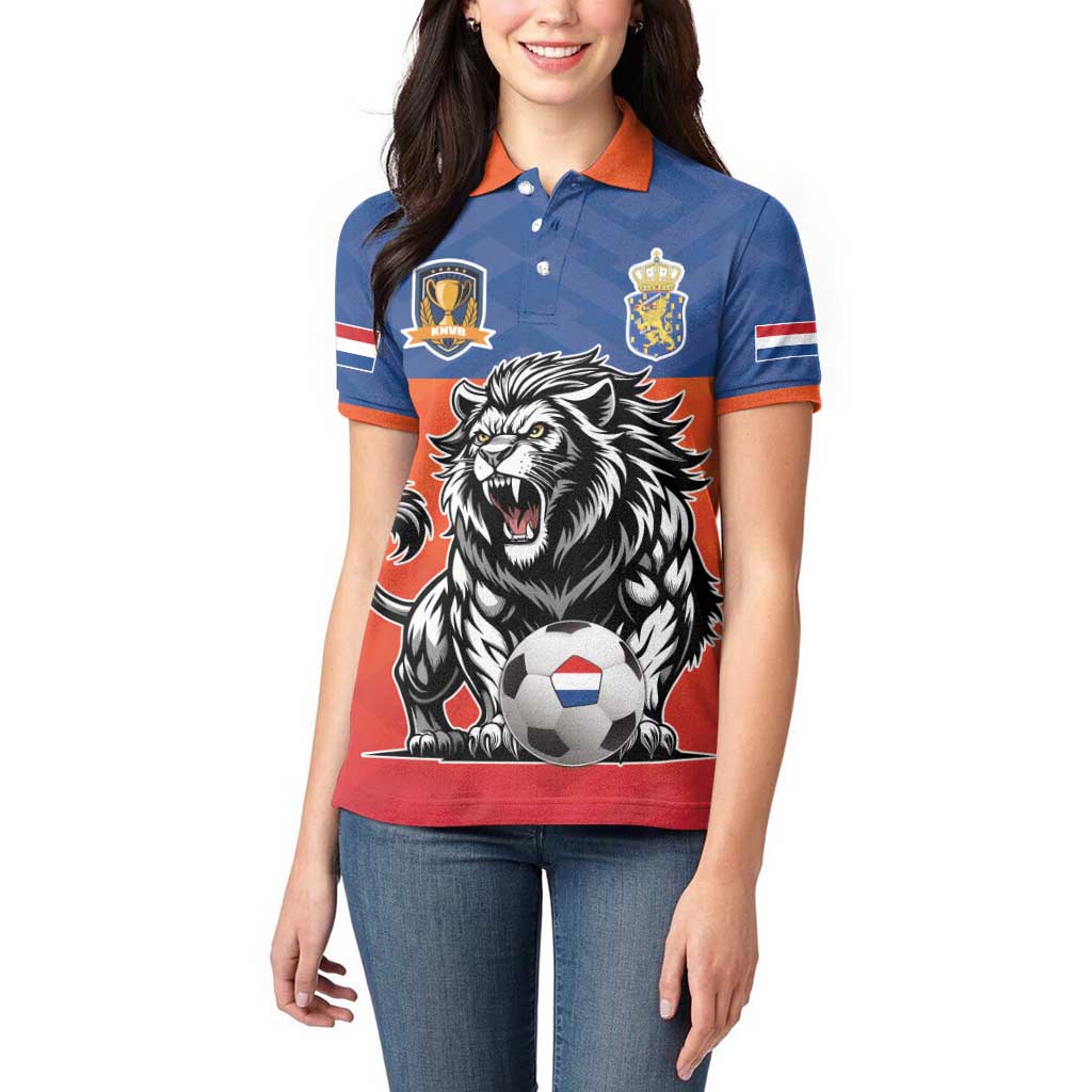 Netherlands Football Women Polo Shirt Oranje Lion Go Champion