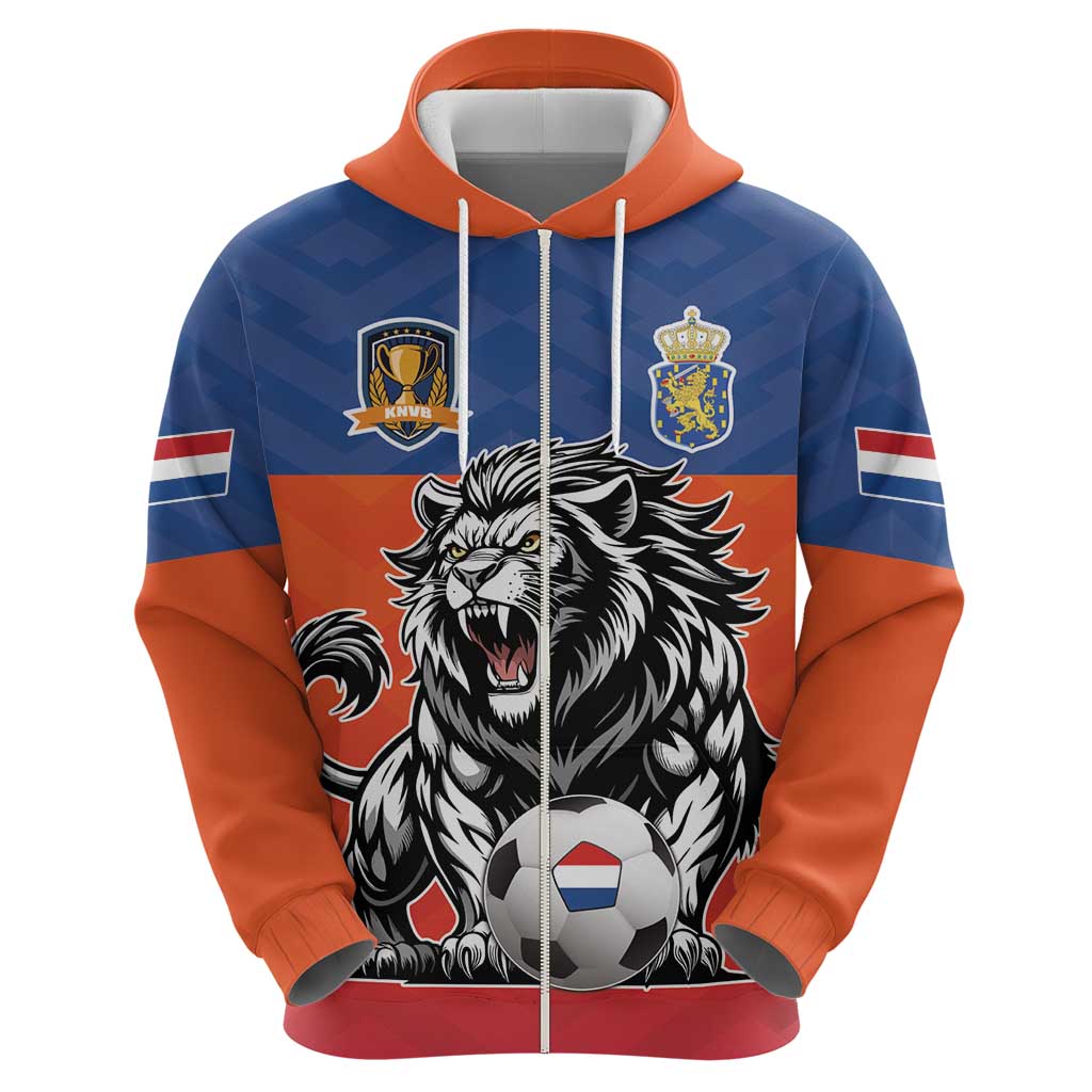 Netherlands Football Zip Hoodie Oranje Lion Go Champion