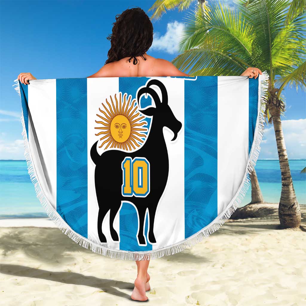 Personalized Argentina 10 Goat Beach Blanket Greatest Of All Time Sporty Style