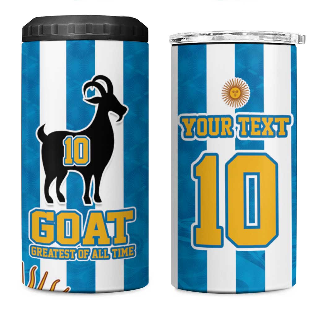 Personalized Argentina 10 Goat 4 in 1 Can Cooler Tumbler Greatest Of All Time Sporty Style