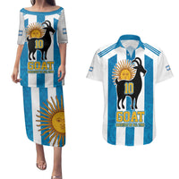 Personalized Argentina 10 Goat Couples Matching Puletasi and Hawaiian Shirt Greatest Of All Time Sporty Style