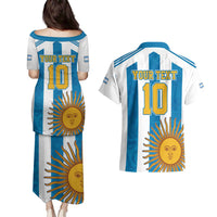 Personalized Argentina 10 Goat Couples Matching Puletasi and Hawaiian Shirt Greatest Of All Time Sporty Style