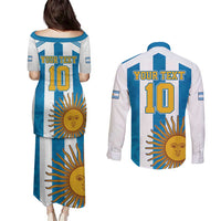 Personalized Argentina 10 Goat Couples Matching Puletasi and Long Sleeve Button Shirt Greatest Of All Time Sporty Style