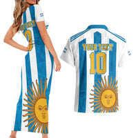 Personalized Argentina 10 Goat Couples Matching Short Sleeve Bodycon Dress and Hawaiian Shirt Greatest Of All Time Sporty Style