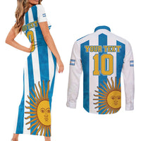 Personalized Argentina 10 Goat Couples Matching Short Sleeve Bodycon Dress and Long Sleeve Button Shirt Greatest Of All Time Sporty Style