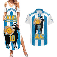 Personalized Argentina 10 Goat Couples Matching Summer Maxi Dress and Hawaiian Shirt Greatest Of All Time Sporty Style
