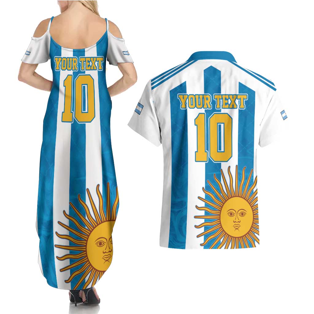 Personalized Argentina 10 Goat Couples Matching Summer Maxi Dress and Hawaiian Shirt Greatest Of All Time Sporty Style
