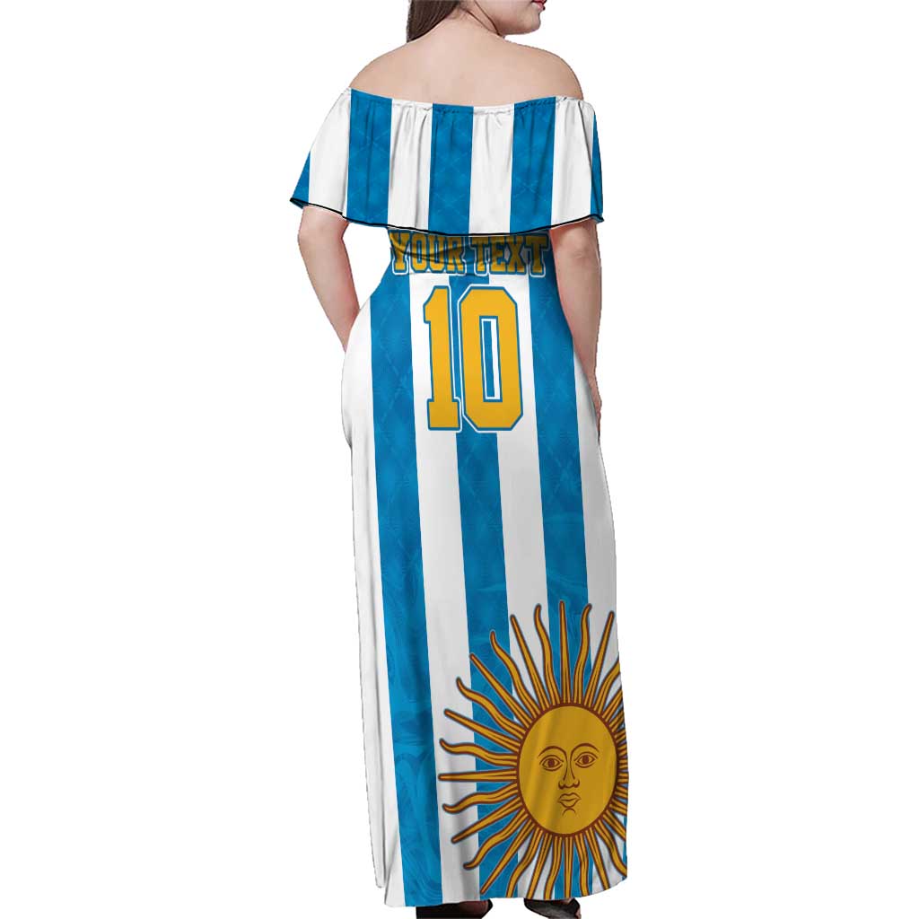 Personalized Argentina 10 Goat Family Matching Off Shoulder Maxi Dress and Hawaiian Shirt Greatest Of All Time Sporty Style