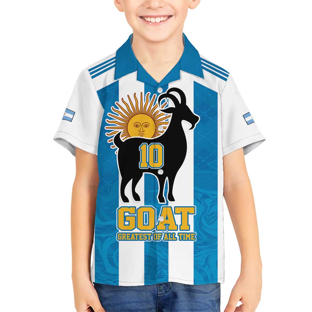 Personalized Argentina 10 Goat Family Matching Off Shoulder Maxi Dress and Hawaiian Shirt Greatest Of All Time Sporty Style
