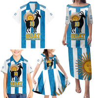 Personalized Argentina 10 Goat Family Matching Puletasi and Hawaiian Shirt Greatest Of All Time Sporty Style