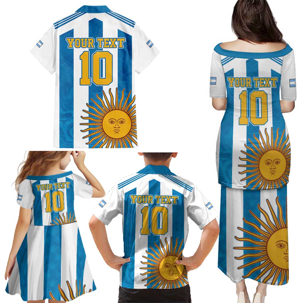 Personalized Argentina 10 Goat Family Matching Puletasi and Hawaiian Shirt Greatest Of All Time Sporty Style