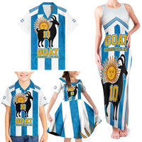 Personalized Argentina 10 Goat Family Matching Tank Maxi Dress and Hawaiian Shirt Greatest Of All Time Sporty Style