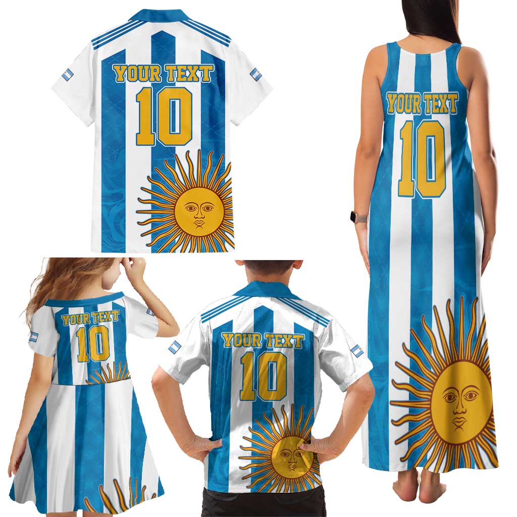 Personalized Argentina 10 Goat Family Matching Tank Maxi Dress and Hawaiian Shirt Greatest Of All Time Sporty Style
