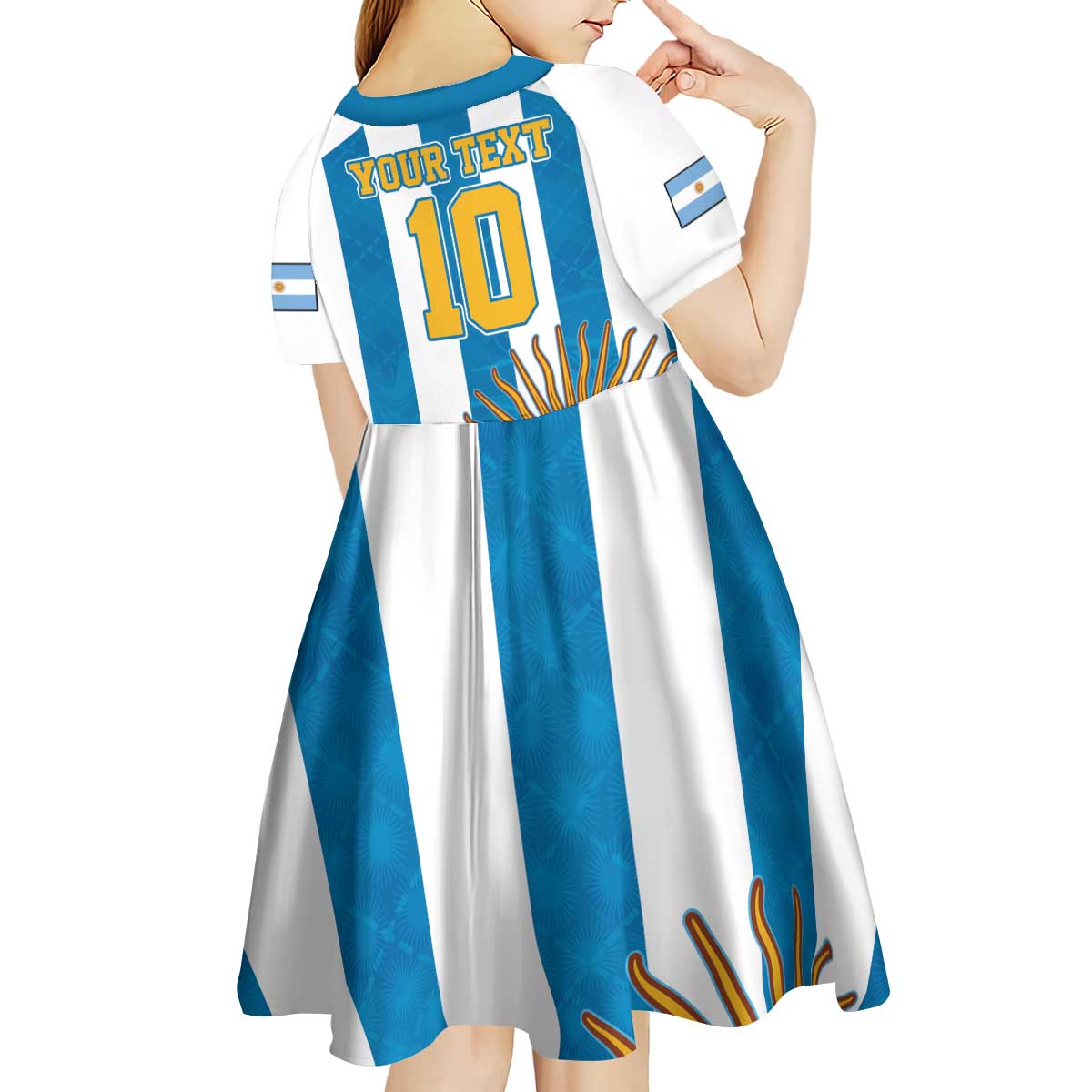 Personalized Argentina 10 Goat Kid Short Sleeve Dress Greatest Of All Time Sporty Style