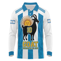 Personalized Argentina 10 Goat Long Sleeve Polo Shirt Greatest Of All Time Sporty Style