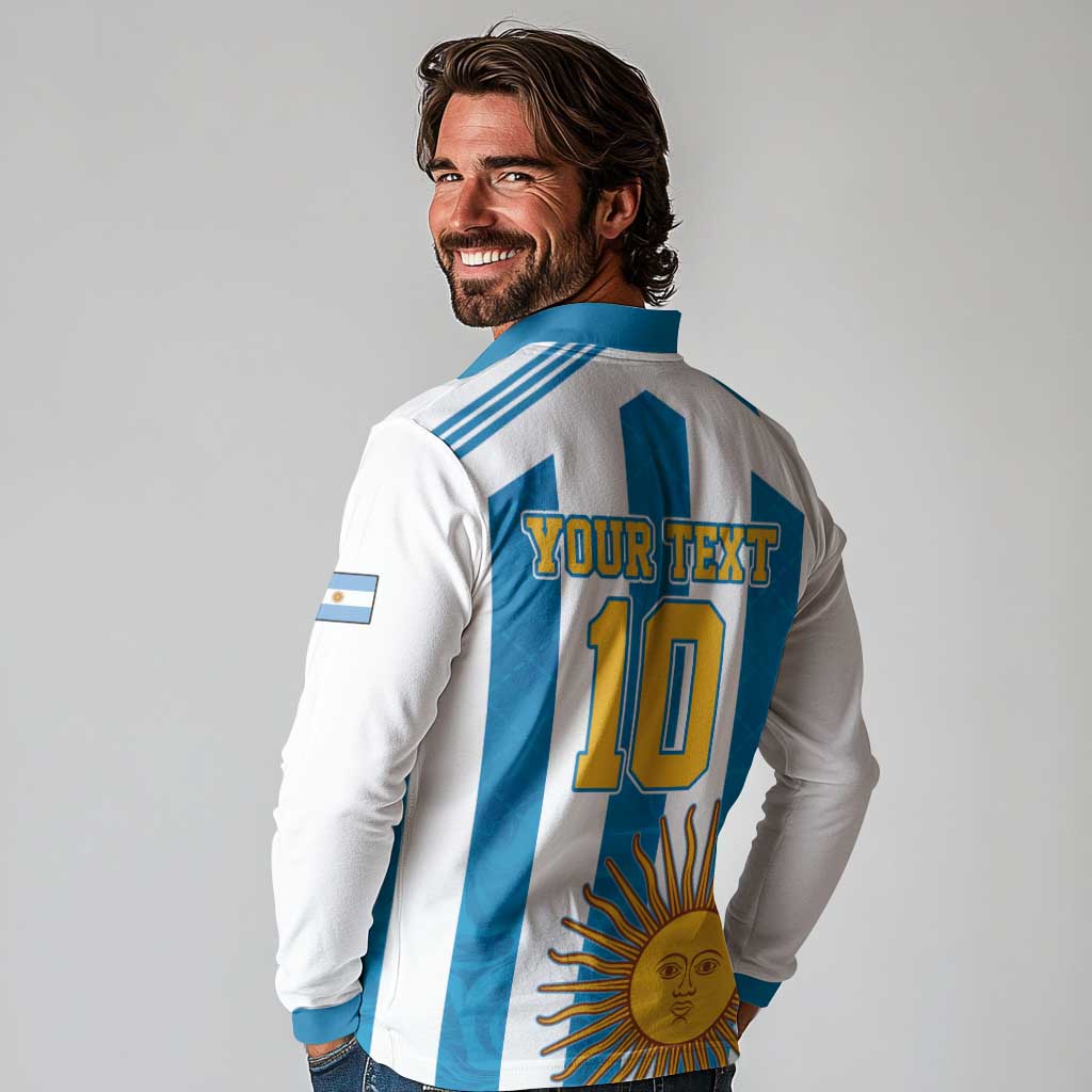 Personalized Argentina 10 Goat Long Sleeve Polo Shirt Greatest Of All Time Sporty Style