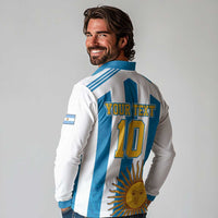 Personalized Argentina 10 Goat Long Sleeve Polo Shirt Greatest Of All Time Sporty Style