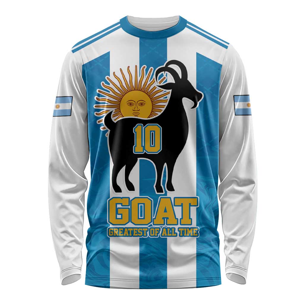 Personalized Argentina 10 Goat Long Sleeve Shirt Greatest Of All Time Sporty Style
