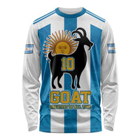 Personalized Argentina 10 Goat Long Sleeve Shirt Greatest Of All Time Sporty Style