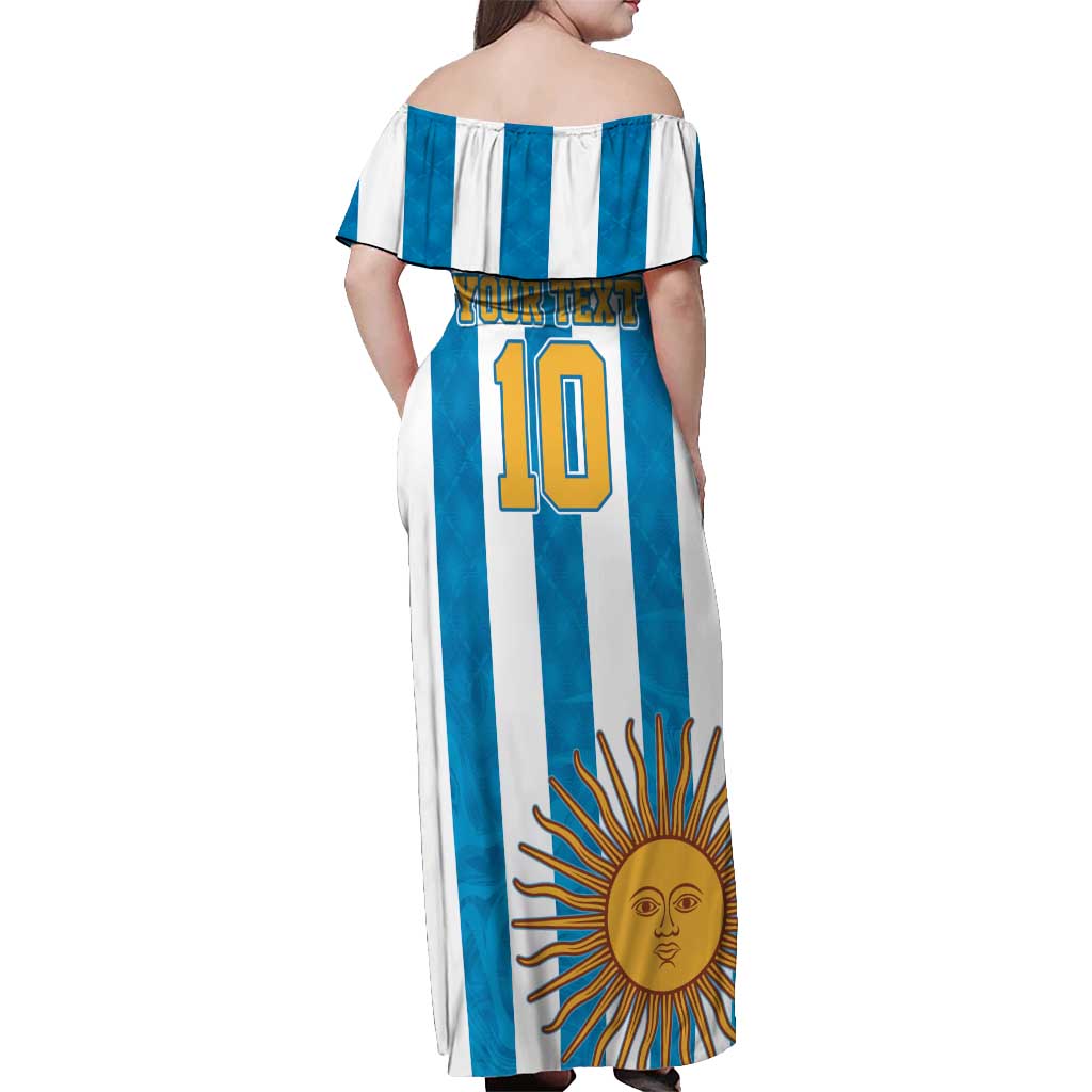 Personalized Argentina 10 Goat Off Shoulder Maxi Dress Greatest Of All Time Sporty Style