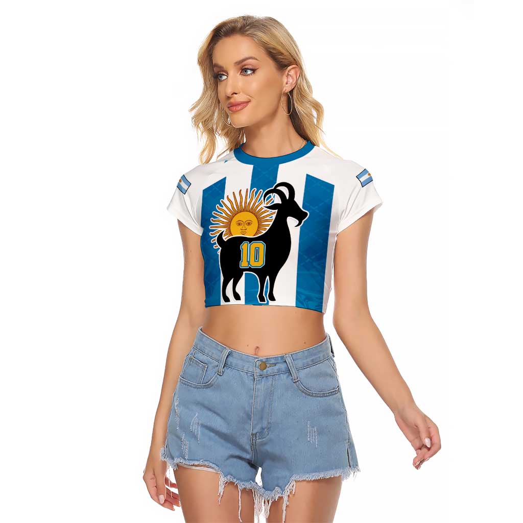 Personalized Argentina 10 Goat Raglan Cropped T Shirt Greatest Of All Time Sporty Style