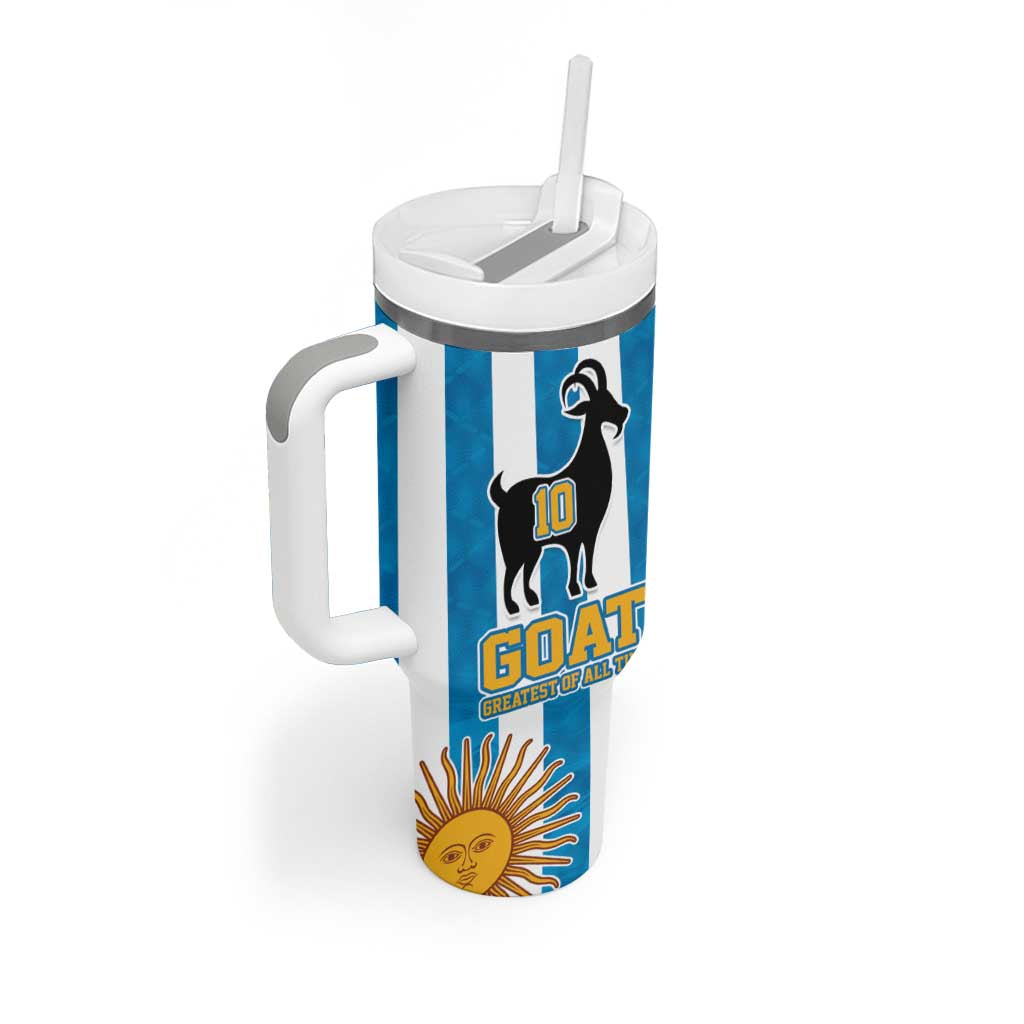 Personalized Argentina 10 Goat Tumbler With Handle Greatest Of All Time Sporty Style