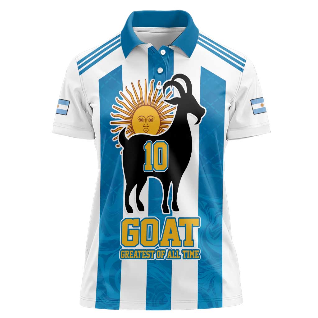 Personalized Argentina 10 Goat Women Polo Shirt Greatest Of All Time Sporty Style