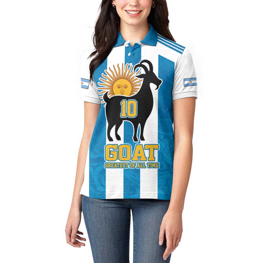 Personalized Argentina 10 Goat Women Polo Shirt Greatest Of All Time Sporty Style