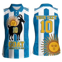 Personalized Argentina 10 Goat Women Sleeveless Polo Shirt Greatest Of All Time Sporty Style